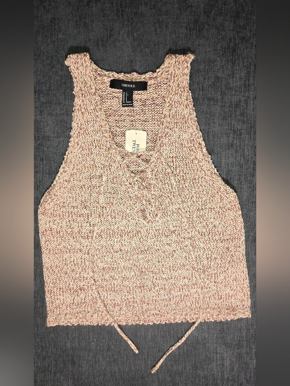Forever 21 Lace-Up Knit Tank Boho NWT Small Fall Colors Concert Festival